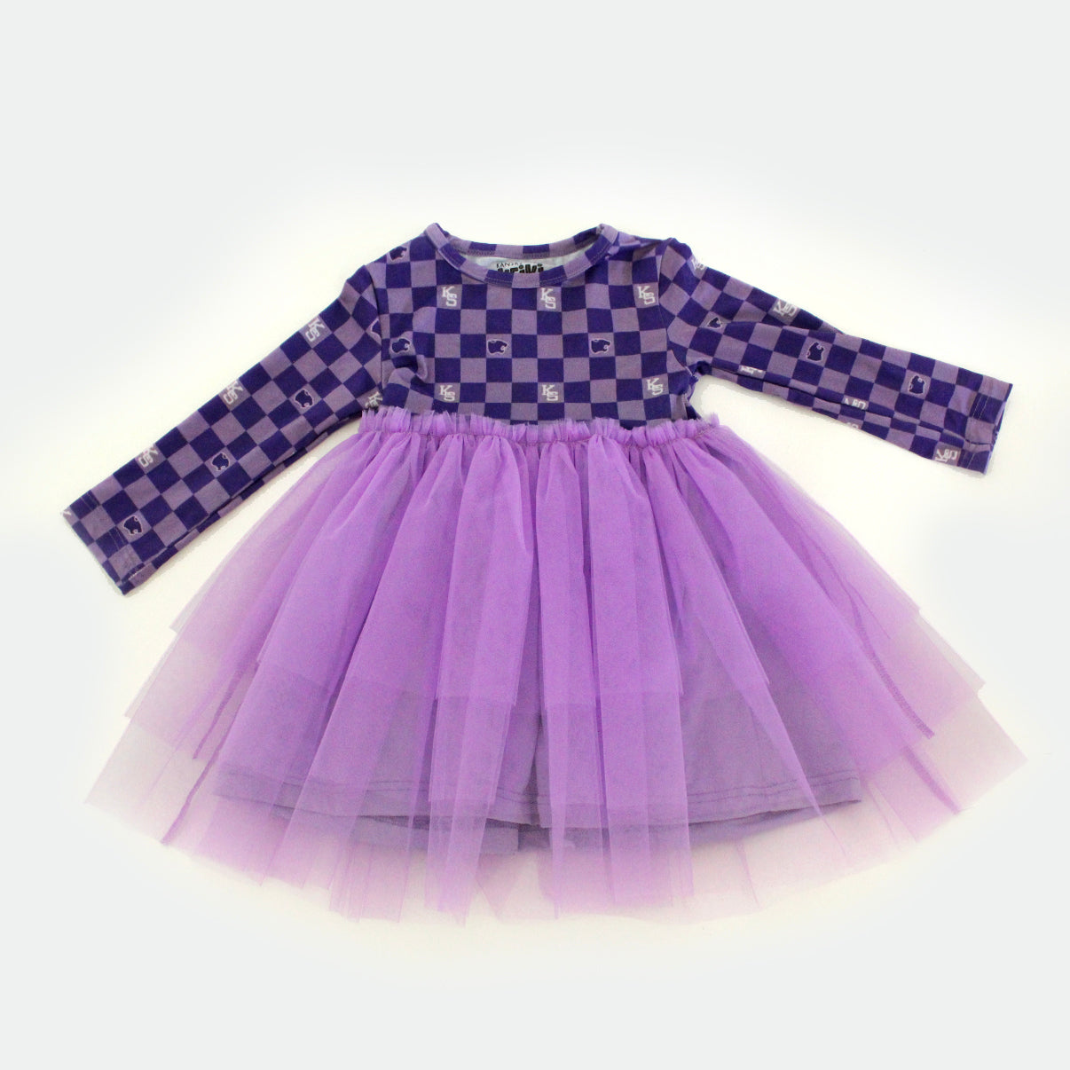 Checkered Wildcat - Long Sleeve Tulle Dress