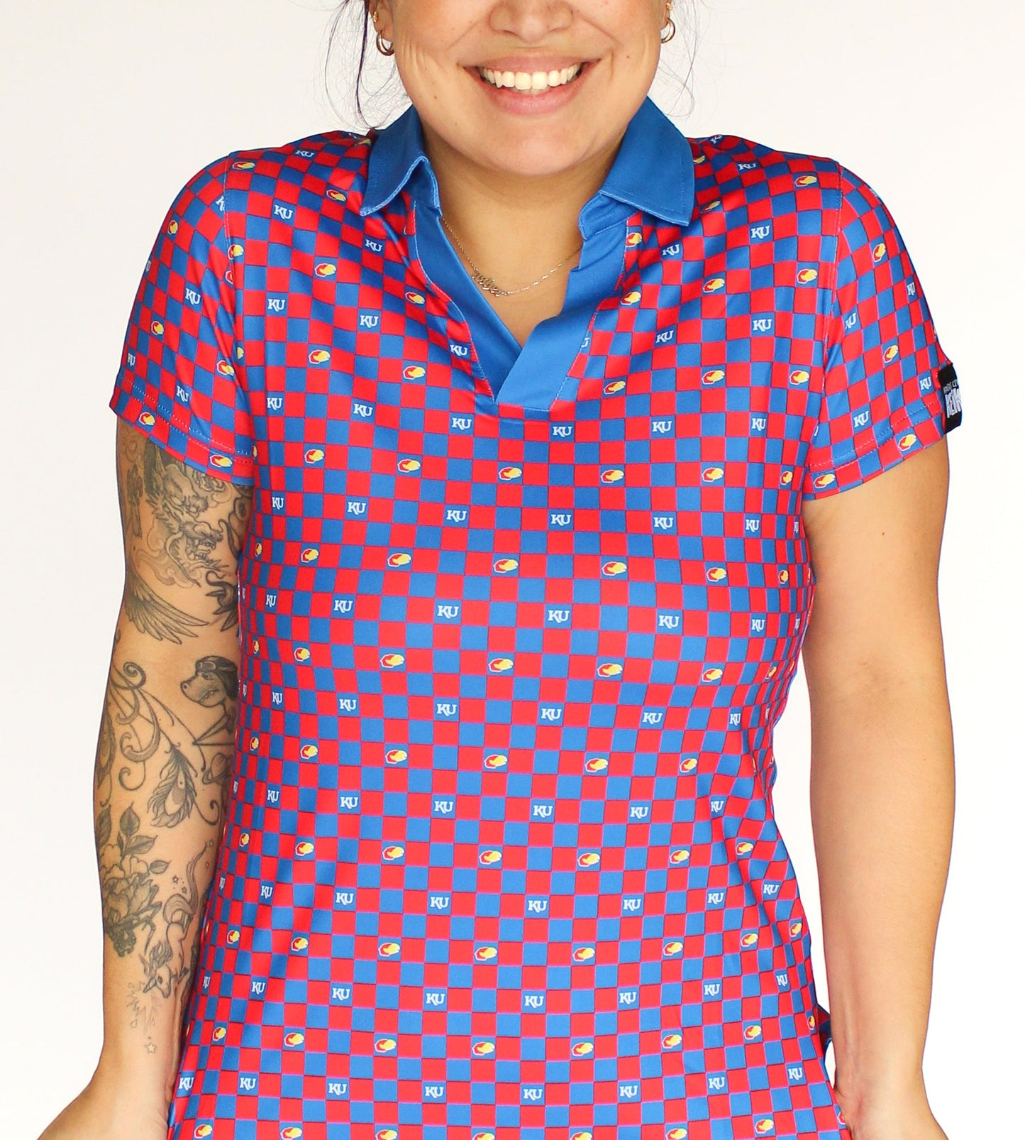 Checkered Jayhawker - Women's Performance Polo