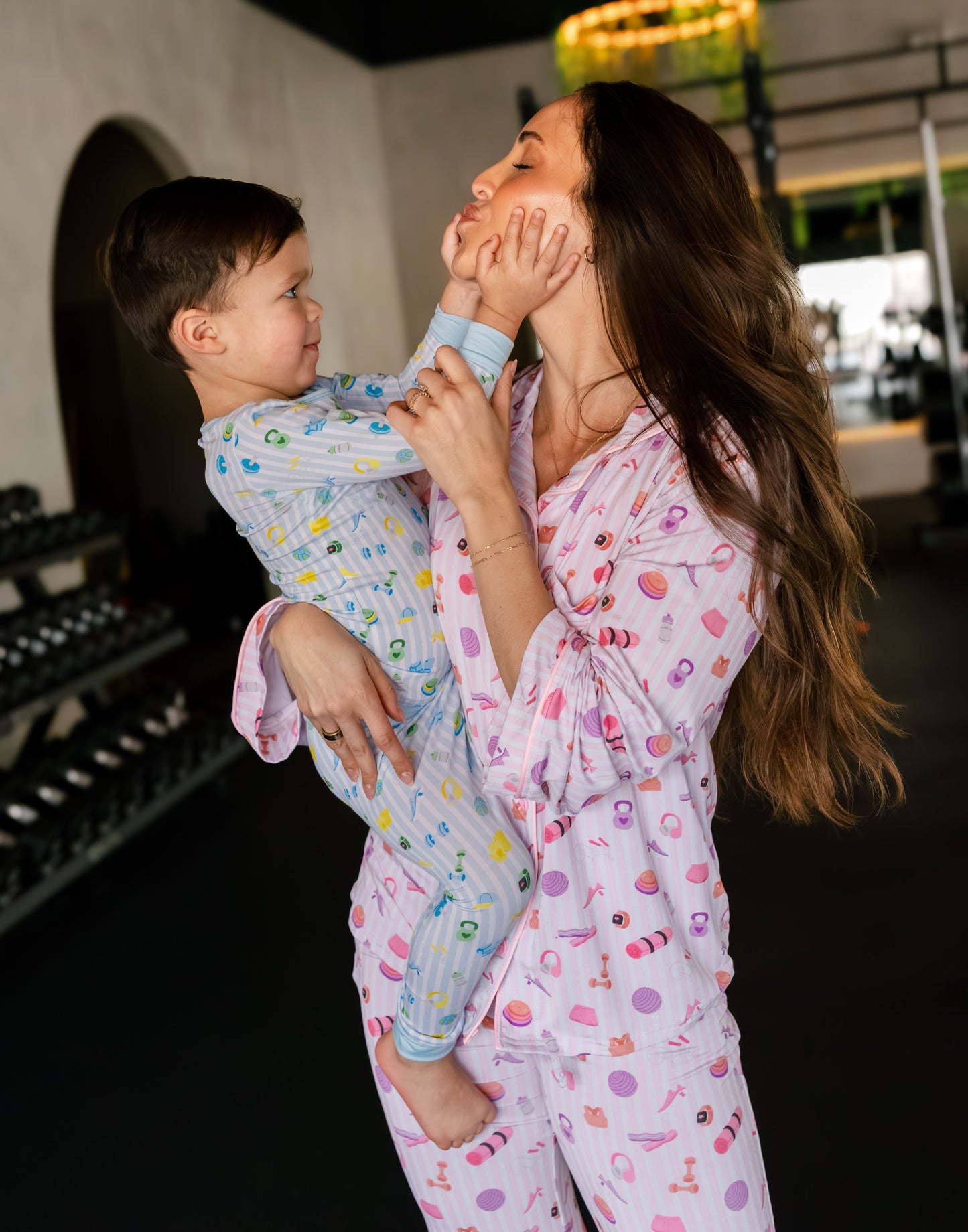 Kirsty Rae Fitness Stripes - Blue - 2pc Long Sleeve Pajamas