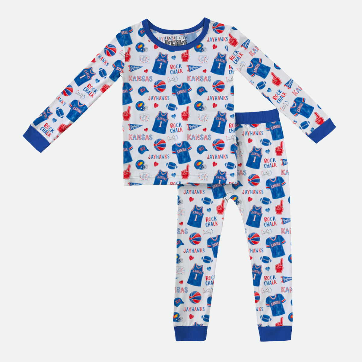 Jayhawk Watercolor - 2pc Long Sleeve Pajamas - PREORDER