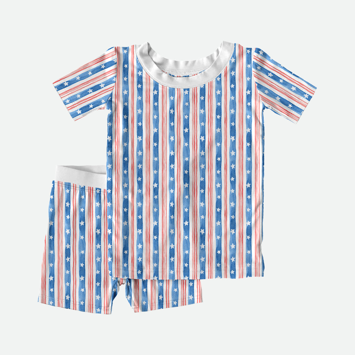 Stars & Stripes Watercolor - 2pc Short Sleeve Pajamas
