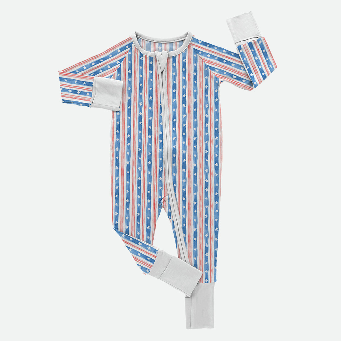 Stars & Stripes Watercolor - Bamboo Zippy Romper