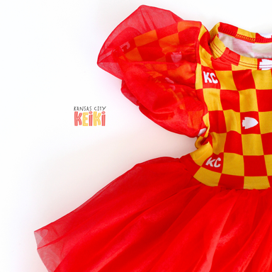 strapless open back dress Checkered Chiefs