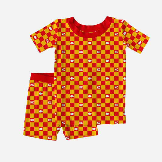 Checkered Chiefs - 2pc Short Sleeve Pajamas