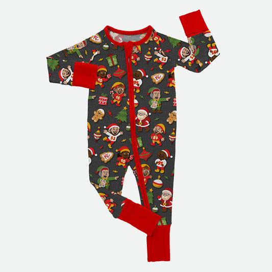 Holly Jolly Chiefsmas - Bamboo Zippy Romper - PREORDER