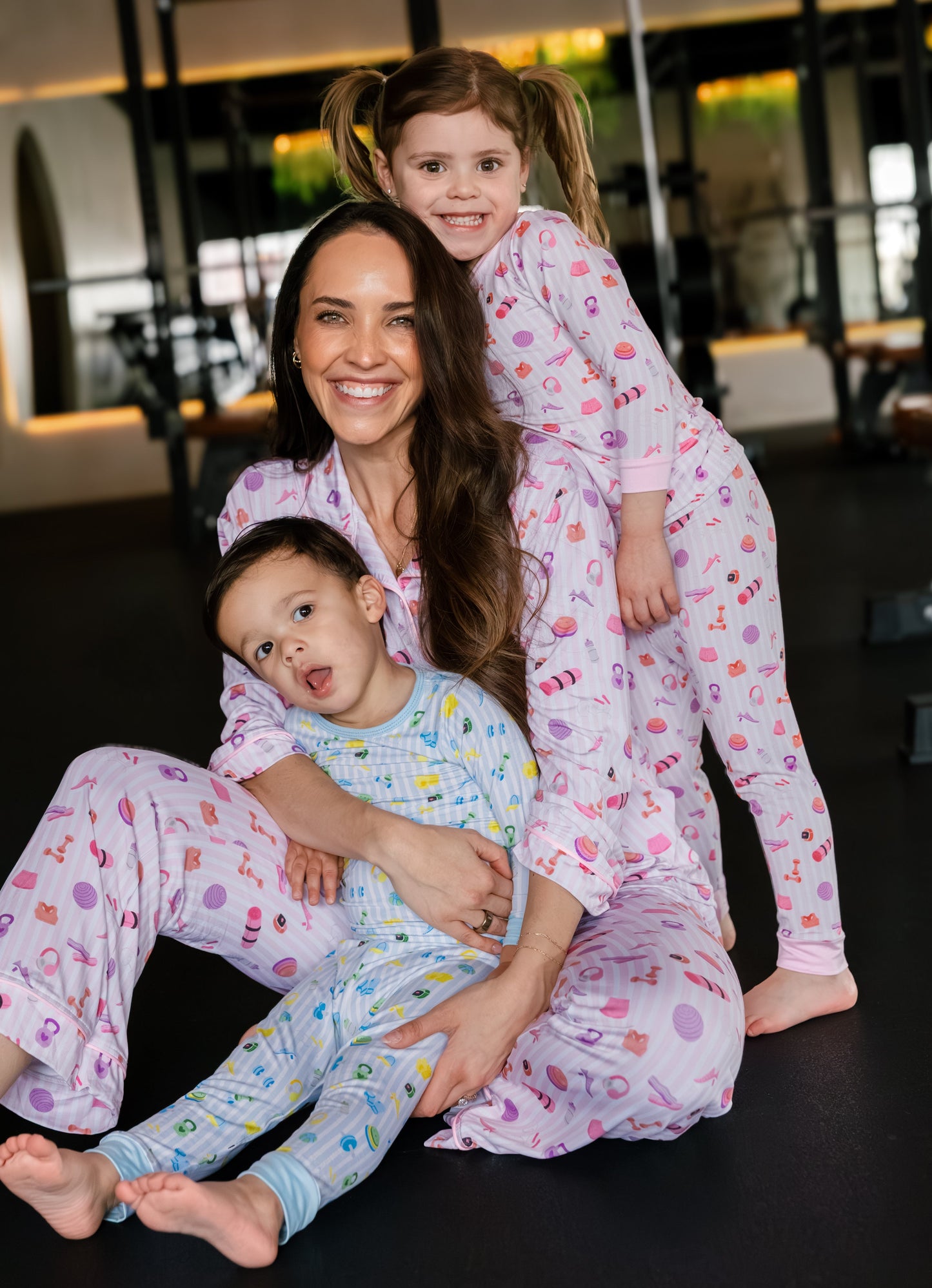Kirsty Rae Fitness Stripes - Pink - 2pc Long Sleeve Pajamas