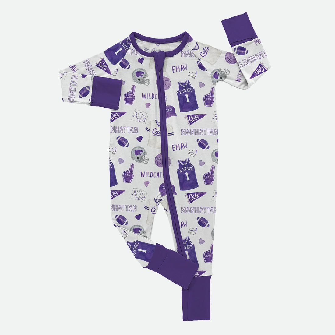 Wildcat Watercolor - Bamboo Zippy Romper - PREORDER