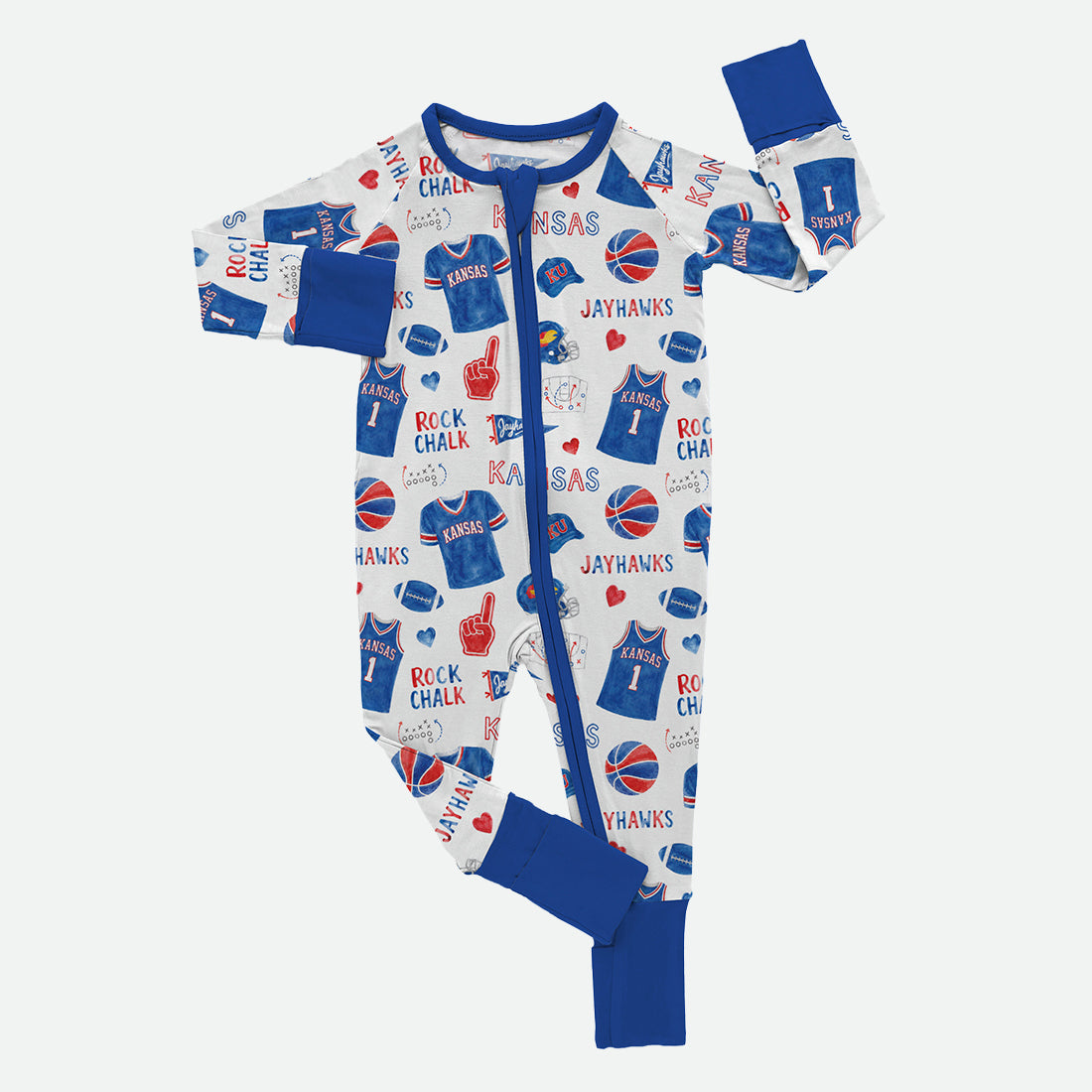 Jayhawk Watercolor - Bamboo Zippy Romper - PREORDER