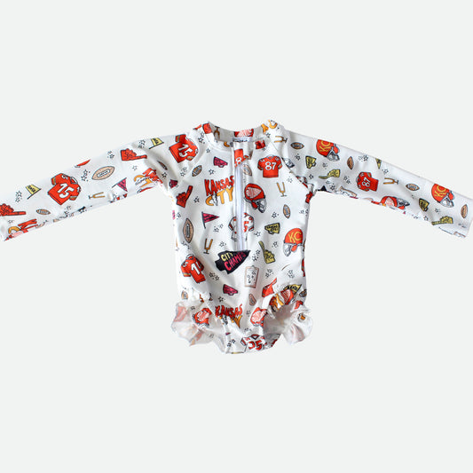 Kansas City Doodle - One Piece Long Sleeve Swimsuit