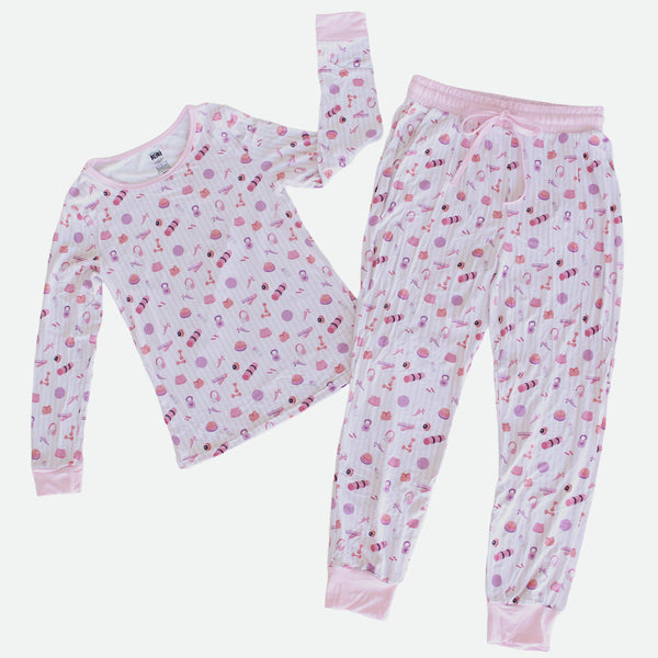 Kirsty Rae Fitness Stripes - Pink - Women's Jogger Pajama Set